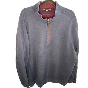Tommy Bahama Reversible Quarter Zip Pullover Navy Burgundy Men 2XLT Cotton Blend